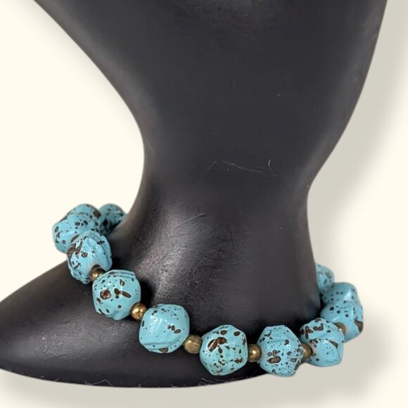 (2/$20) Faux Turquoise Beaded Stretch Bracelet - Picture 1 of 4
